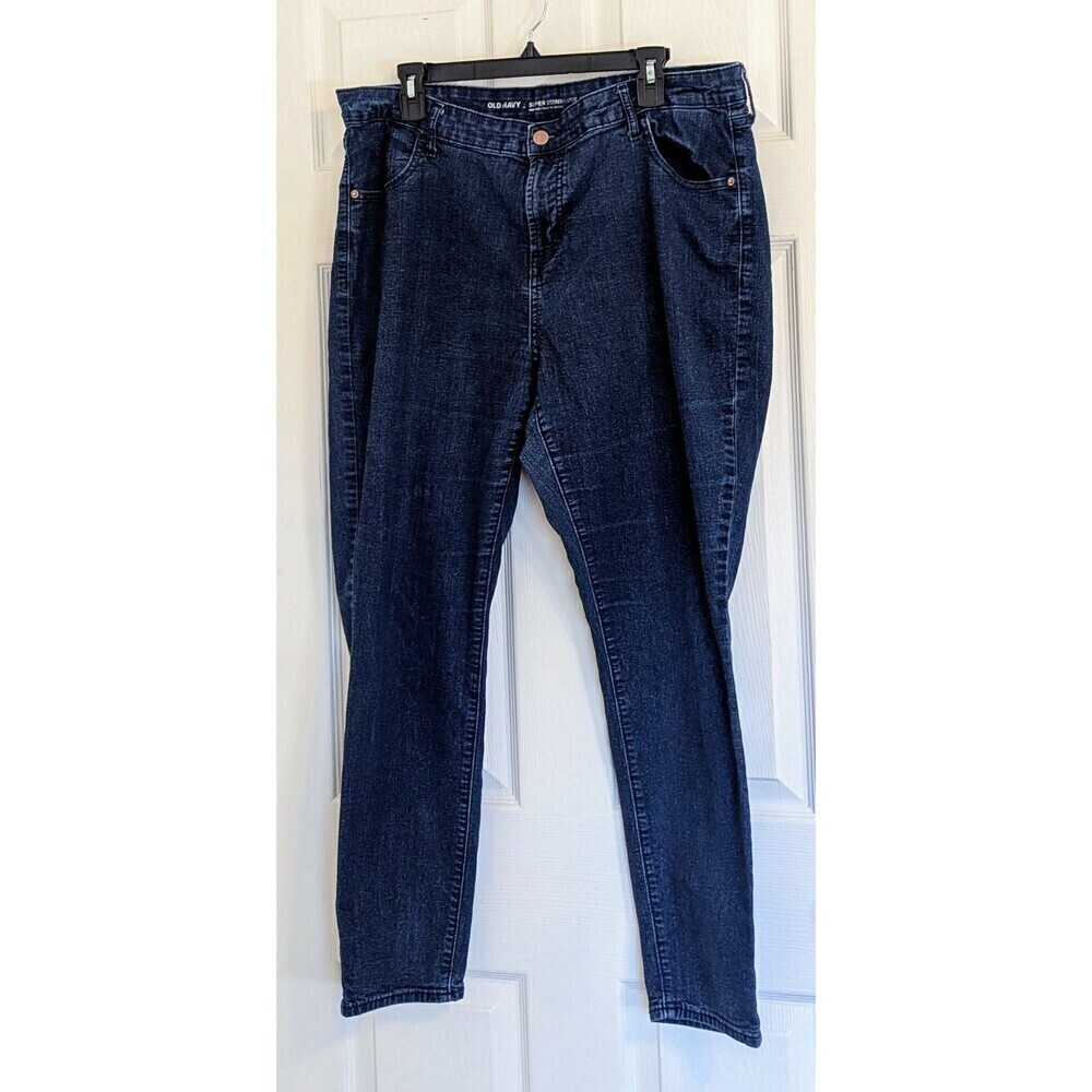Women's Old Navy Super Skinny Mid-Rise Blue Jeans Plus Size 18
